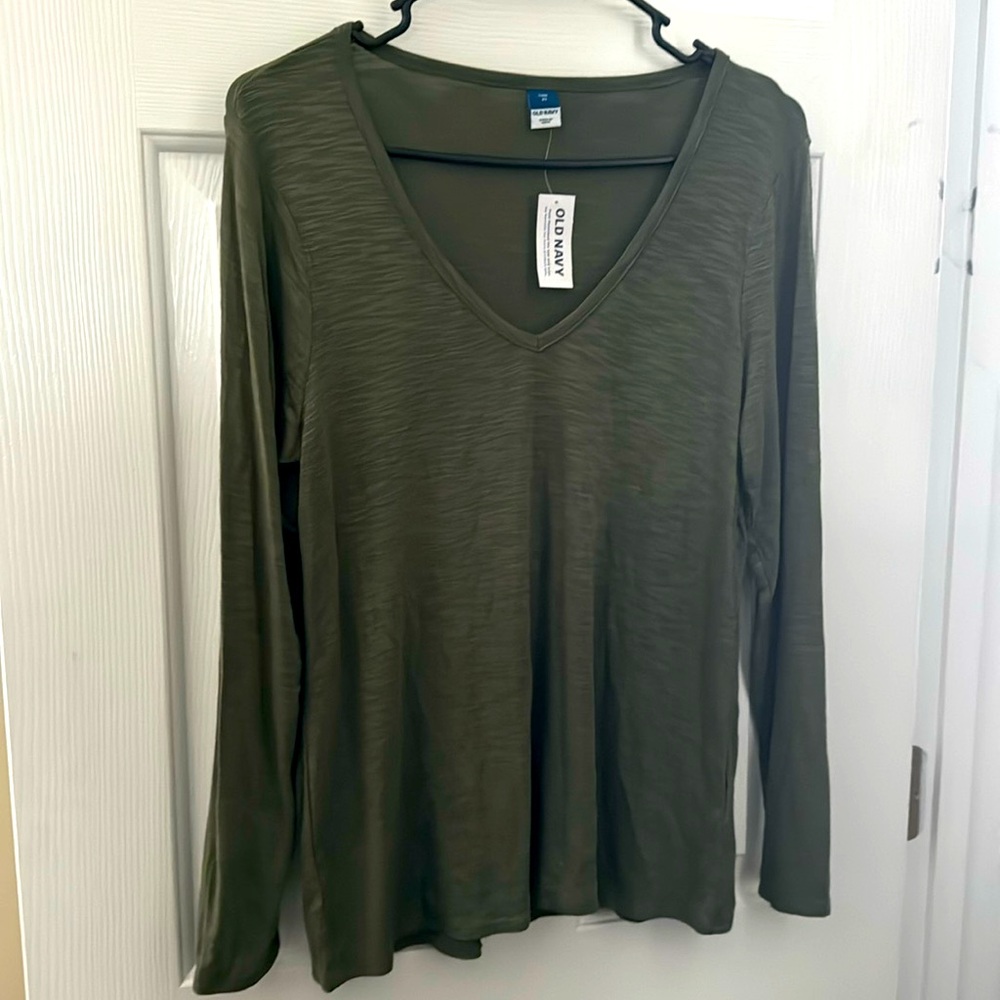 NWT Old Navy Luxe Army Green Long Sleeve Shirt - Size XS
